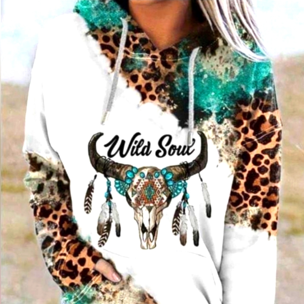 XLarge animal print "wild soul" hoodie. thin material style